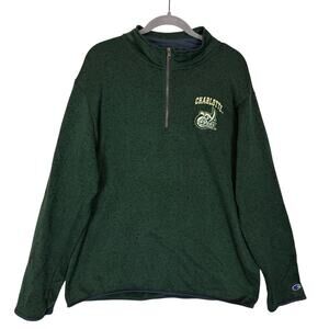 Champion Authentic Athletic Wear Charlotte 49ers Jacket Mens Large Green 1/4 Zip